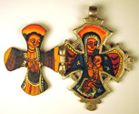 silver cross with painting, Ethiopia