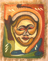 mask painting, acrylic on burlap, Benin